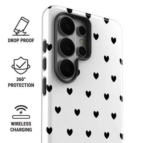 White and Black Hearts Galaxy S26 Ultra Impact Case