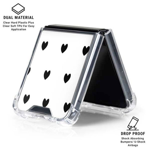 White and Black Hearts Galaxy Z Flip6 Clear Case