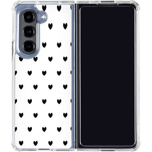 White and Black Hearts Galaxy Z Fold5 5G Clear Case