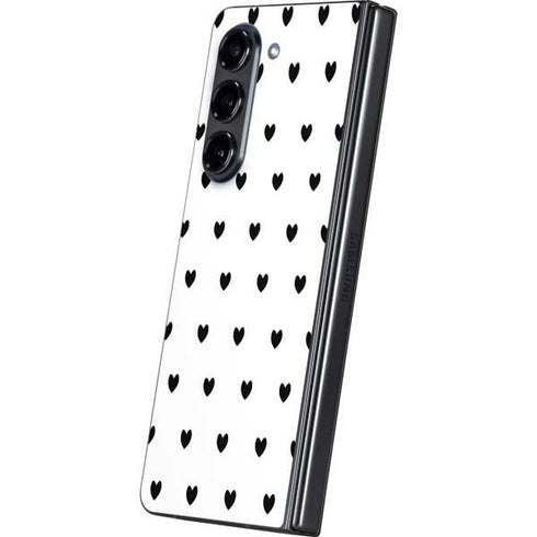 White and Black Hearts Galaxy Z Fold5 5G Skin