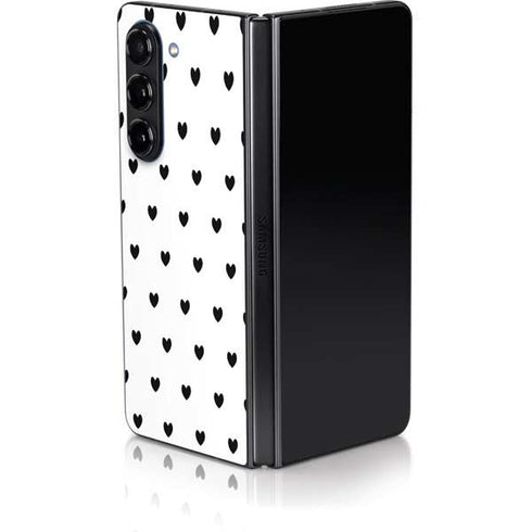 White and Black Hearts Galaxy Z Fold5 5G Skin