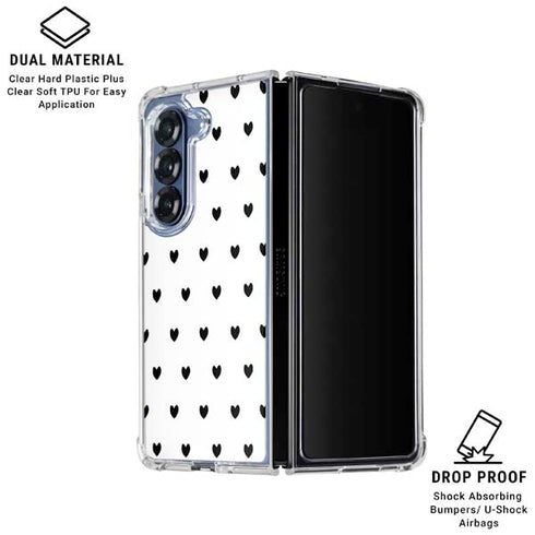 White and Black Hearts Galaxy Z Fold6 Clear Case