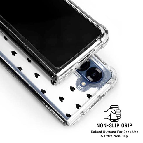 White and Black Hearts Galaxy Z Fold6 Clear Case
