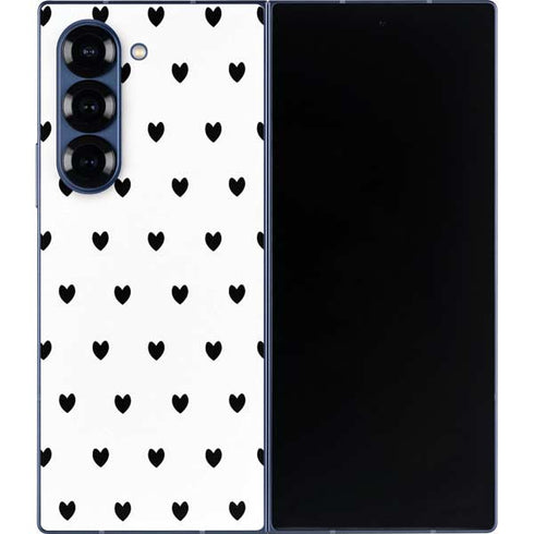 White and Black Hearts Galaxy Z Fold6 Skin