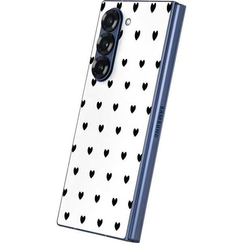 White and Black Hearts Galaxy Z Fold6 Skin