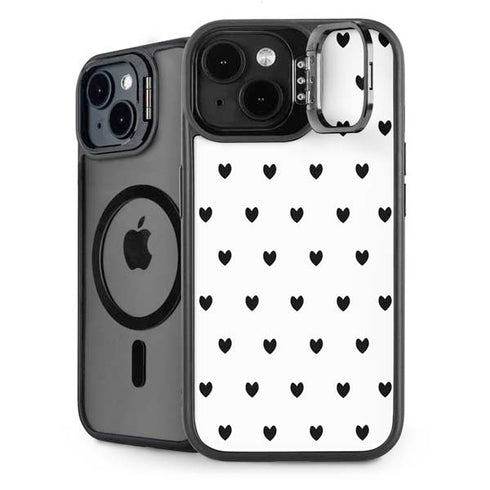 White and Black Hearts iPhone 14 Plus Kickstand Case
