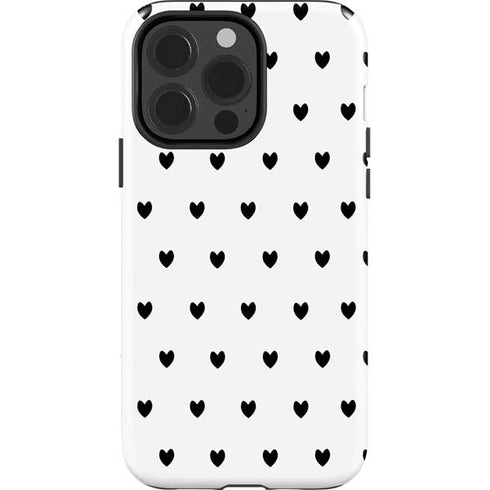 White and Black Hearts iPhone 15 Pro Impact Case