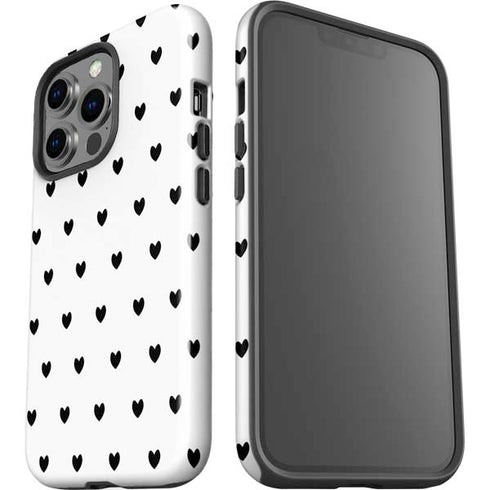 White and Black Hearts iPhone 15 Pro Impact Case