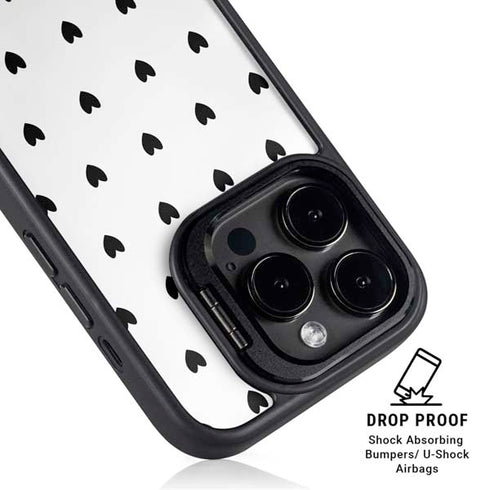 White and Black Hearts iPhone 15 Pro Max Kickstand Case