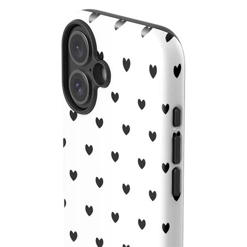 White and Black Hearts iPhone 16 Impact Case
