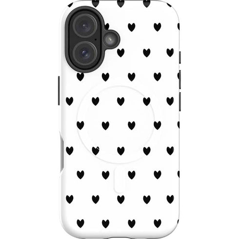 White and Black Hearts iPhone 16 Magsafe Impact Case