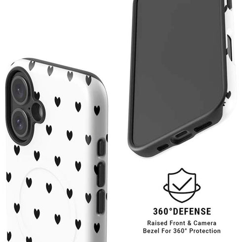 White and Black Hearts iPhone 16 Magsafe Impact Case