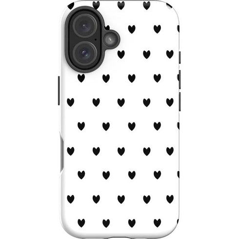 White and Black Hearts iPhone 16 Plus Impact Case