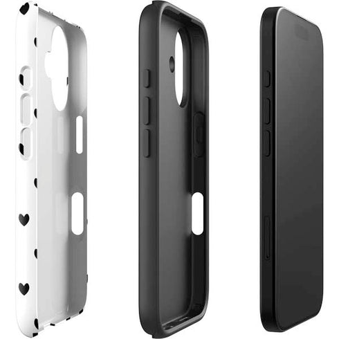 White and Black Hearts iPhone 16 Plus Impact Case
