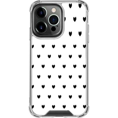 White and Black Hearts iPhone 16 Pro Clear Case