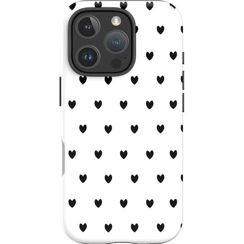 White and Black Hearts iPhone 16 Pro Impact Case
