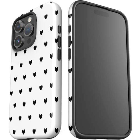 White and Black Hearts iPhone 16 Pro Impact Case