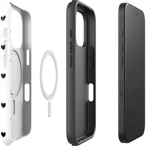White and Black Hearts iPhone 16 Pro Max Magsafe Impact Case