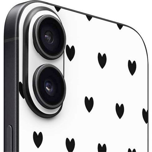 White and Black Hearts iPhone 16 Skin