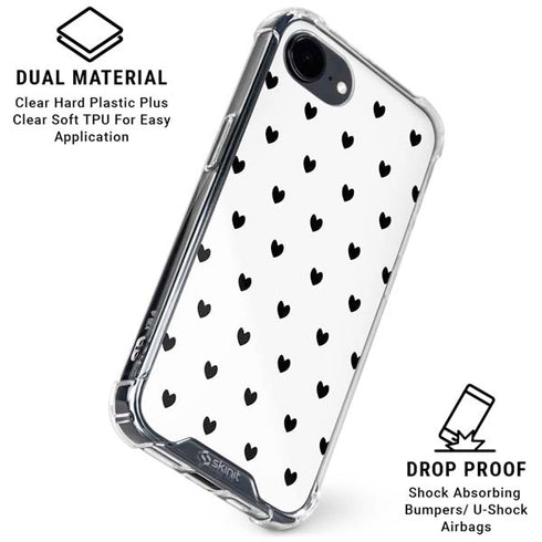 White and Black Hearts iPhone 16e Clear Case
