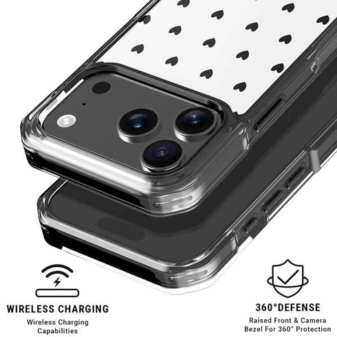 White and Black Hearts iPhone 18 Pro Clear Case