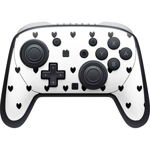 White and Black Hearts Nintendo Switch 2 (2025) Pro Controller Skin