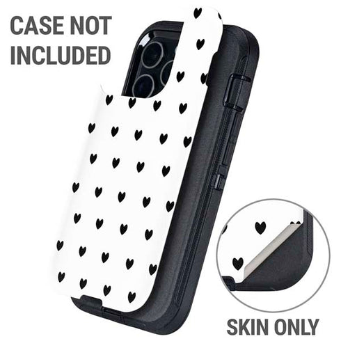 White and Black Hearts Otterbox Defender iPhone Skin