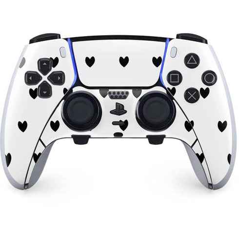White and Black Hearts PS5 DualSense Edge Pro Controller Skin