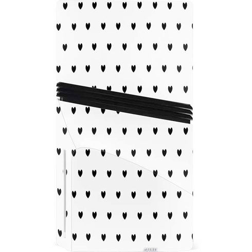 White and Black Hearts PS5 Pro Disk Console Skin