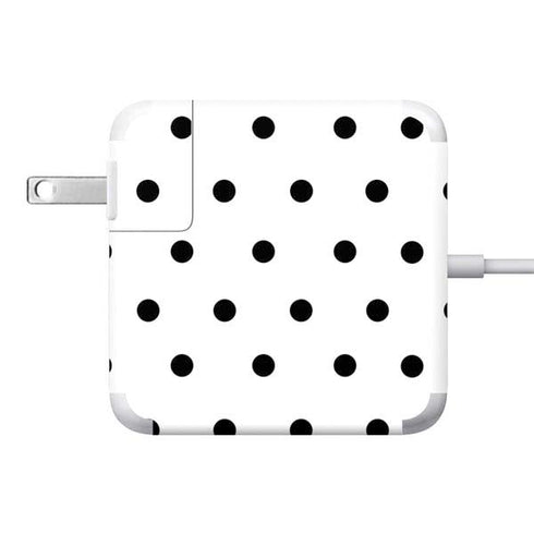 White and Black Polka Dots 85W Power Adapter (15 and 17 inch MacBook Pro Charger) Skin