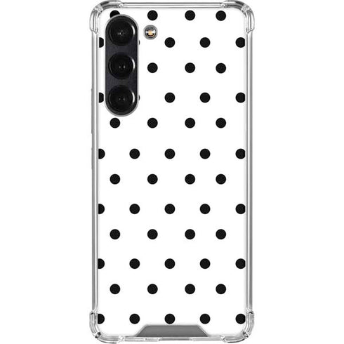 White and Black Polka Dots Galaxy S24 FE Clear Case