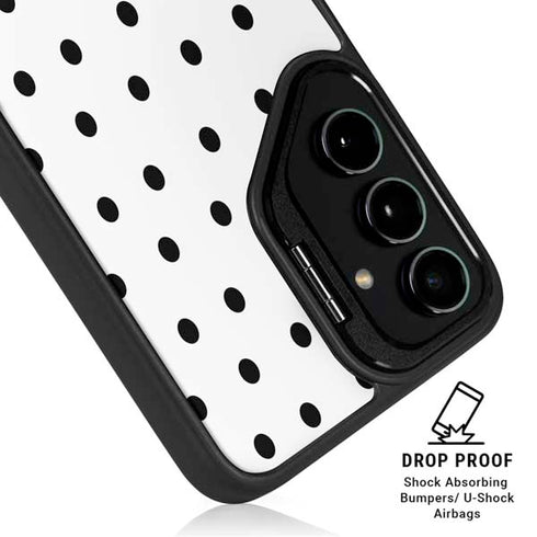 White and Black Polka Dots Galaxy S25 Kickstand Case