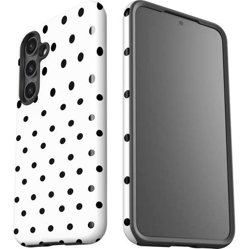 White and Black Polka Dots Galaxy S25 Plus Impact Case
