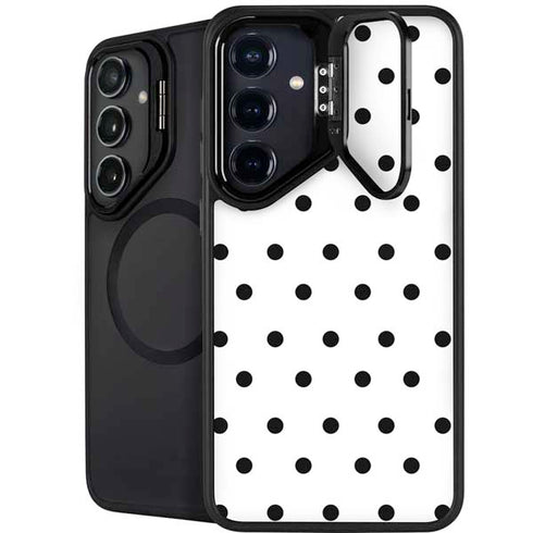 White and Black Polka Dots Galaxy S25 Plus Kickstand Case