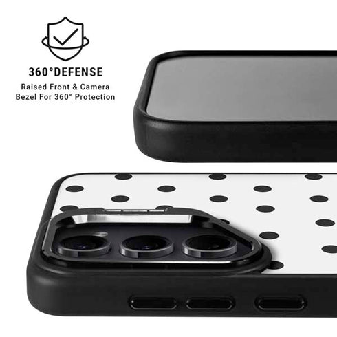 White and Black Polka Dots Galaxy S24 Plus Kickstand Case