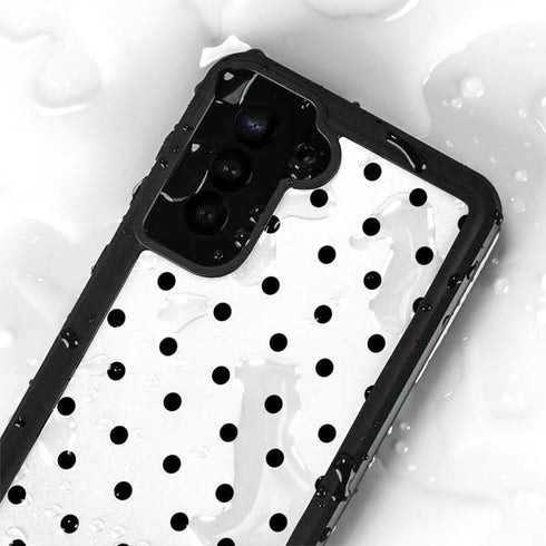 White and Black Polka Dots Galaxy S24 Plus Waterproof Case