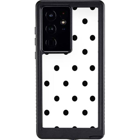 White and Black Polka Dots Galaxy S24 Ultra Waterproof Case
