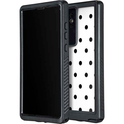 White and Black Polka Dots Galaxy S24 Ultra Waterproof Case
