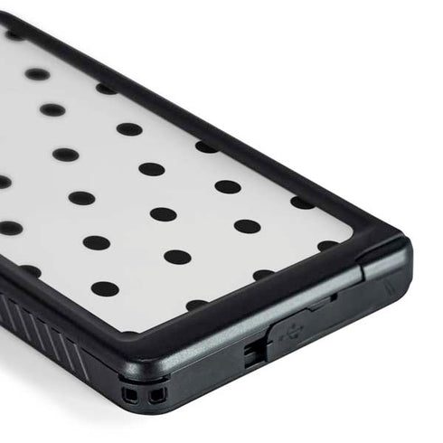 White and Black Polka Dots Galaxy S24 Ultra Waterproof Case