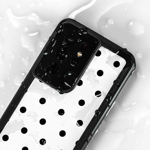 White and Black Polka Dots Galaxy S24 Ultra Waterproof Case