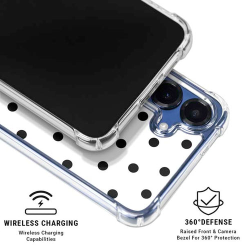 White and Black Polka Dots Galaxy S25 Clear Case