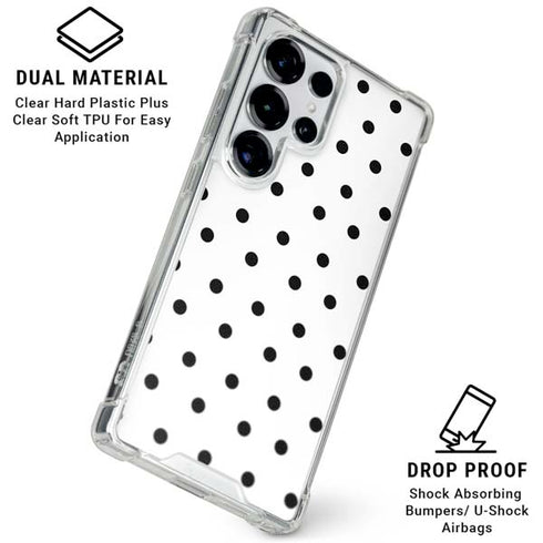 White and Black Polka Dots Galaxy S25 Ultra Clear Case