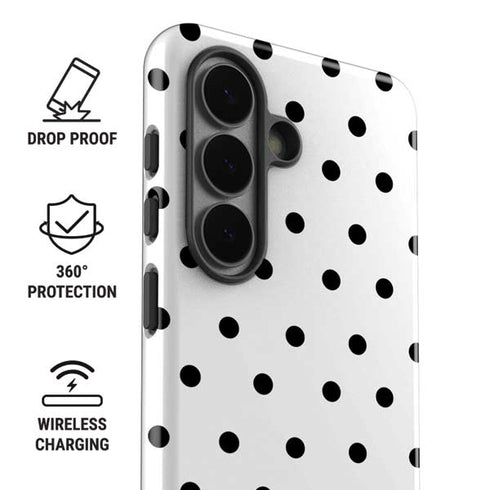 White and Black Polka Dots Galaxy S26 Impact Case
