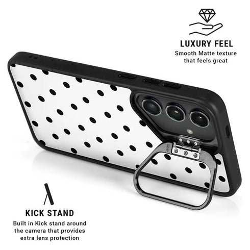 White and Black Polka Dots Galaxy S26 Kickstand Case