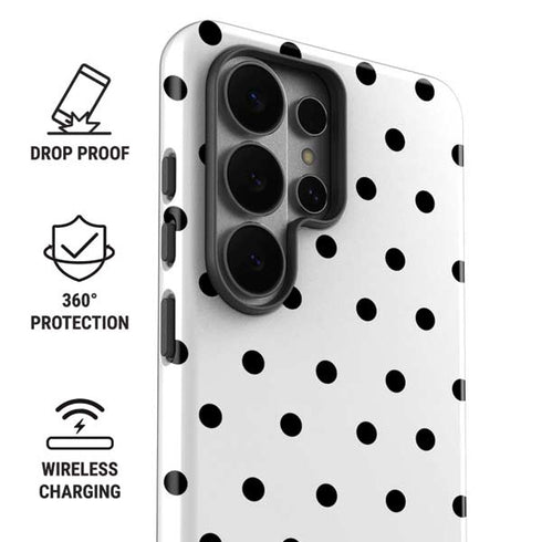 White and Black Polka Dots Galaxy S26 Ultra Impact Case