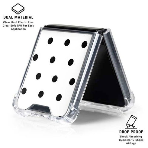 White and Black Polka Dots Galaxy Z Flip6 Clear Case