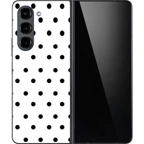 White and Black Polka Dots Galaxy Z Fold5 5G Skin