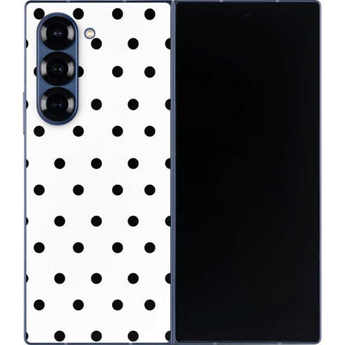 White and Black Polka Dots Galaxy Z Fold6 Skin