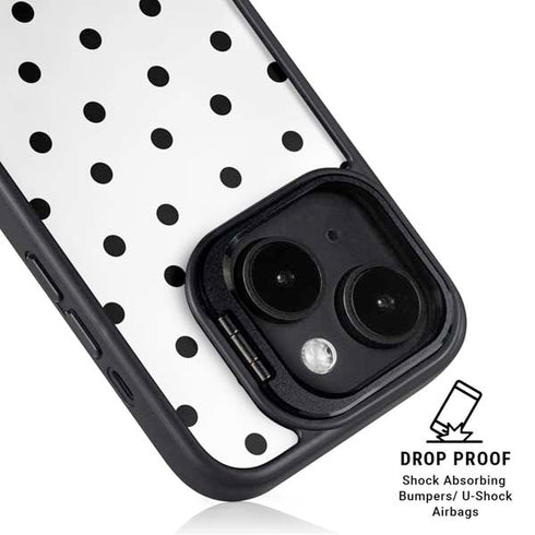 White and Black Polka Dots iPhone 14 Plus Kickstand Case