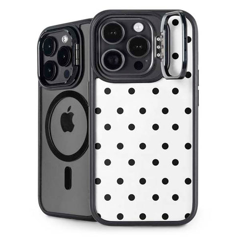 White and Black Polka Dots iPhone 14 Pro Max Kickstand Case